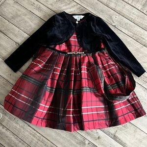 Pippa & Julie Red Plaid Holiday Dress and Cardigan Set